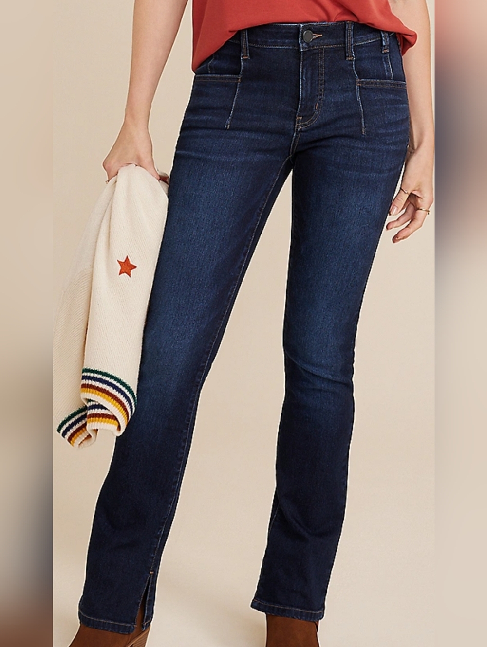 Maurices Everflex Dark Indigo Bootcut Jeans With Hem Split